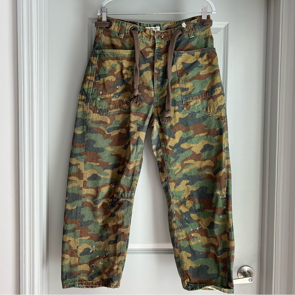 Free People Camo Moxie Barrel Jeans